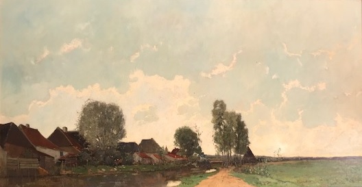 Dorpsgezicht aan een stroom