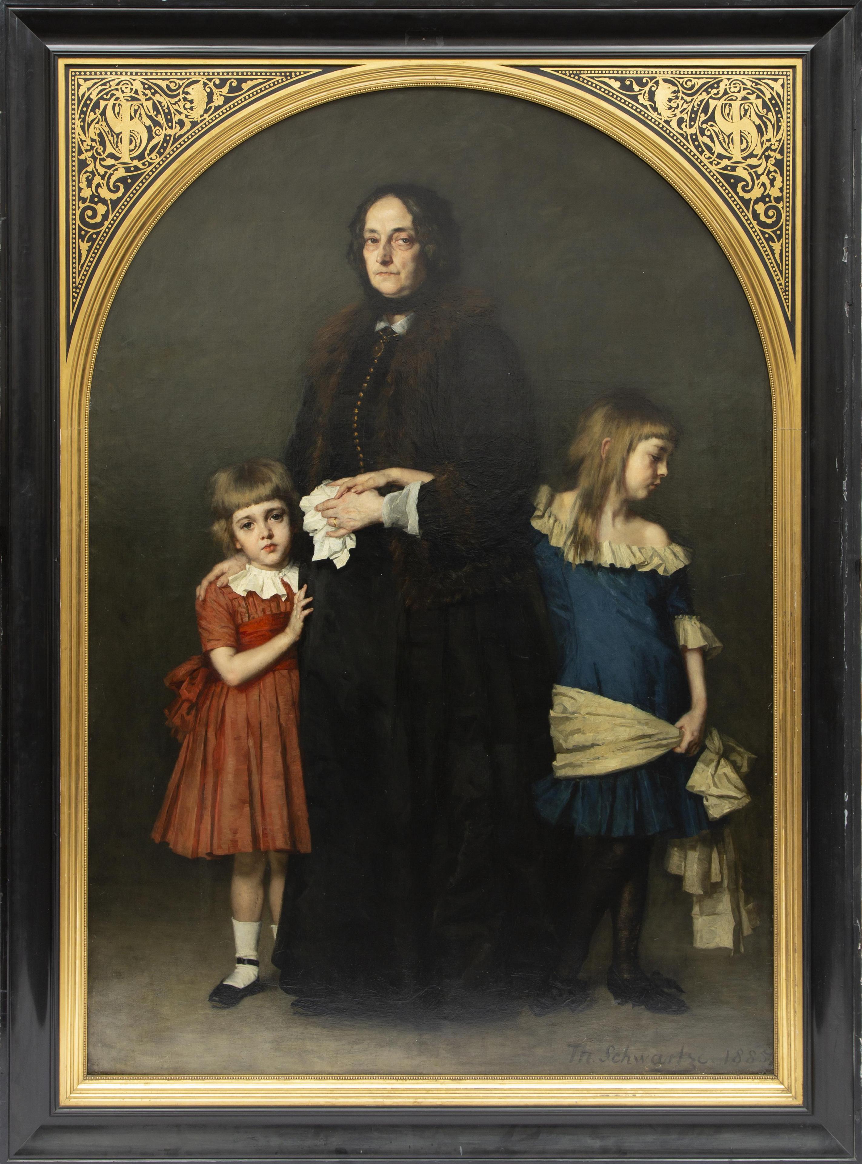 A portrait of Maria Elisabeth Theresia (Elise) Schwartze-Herrmann with her grandchildren Letty and Lizzy Ansingh