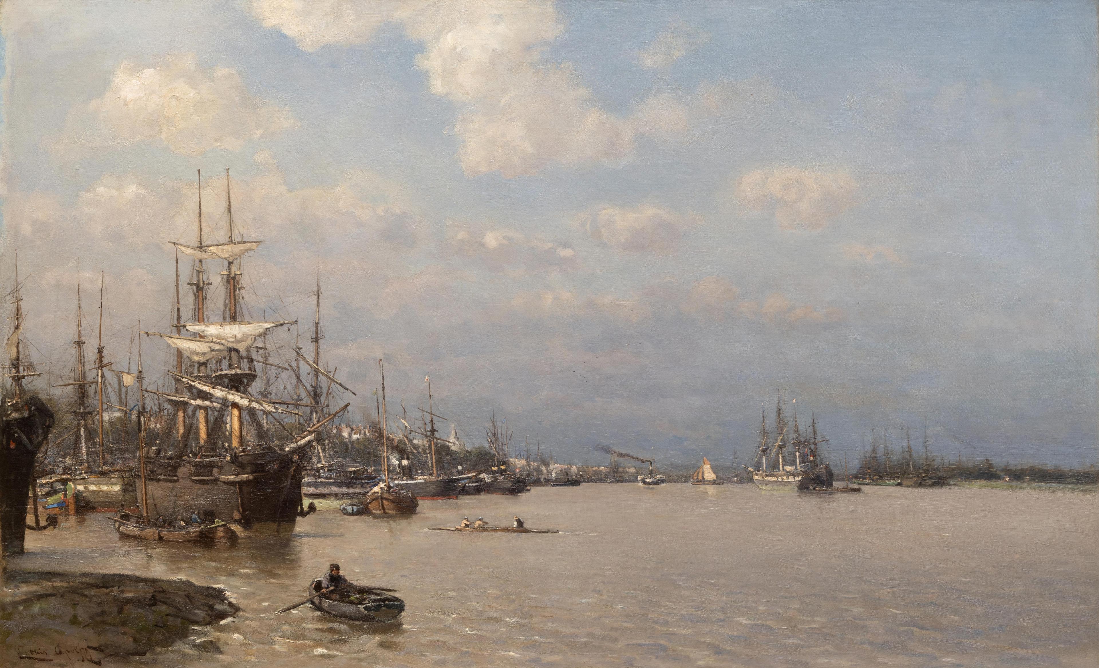 'Een dag op de Maas' / Ships on the river Maas in Rotterdam (1879)