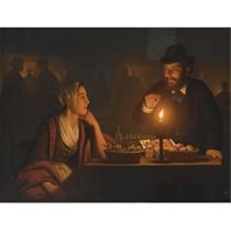 A Market Scene By Candle Light