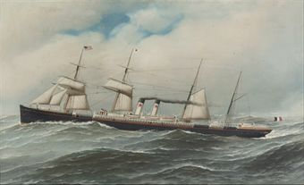 The Red Star Line vessel, SS Westernland, in choppy seas 