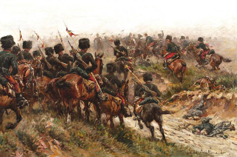 Ruiterslag tussen de Belgische cavalerie en de Duitse Ulanen