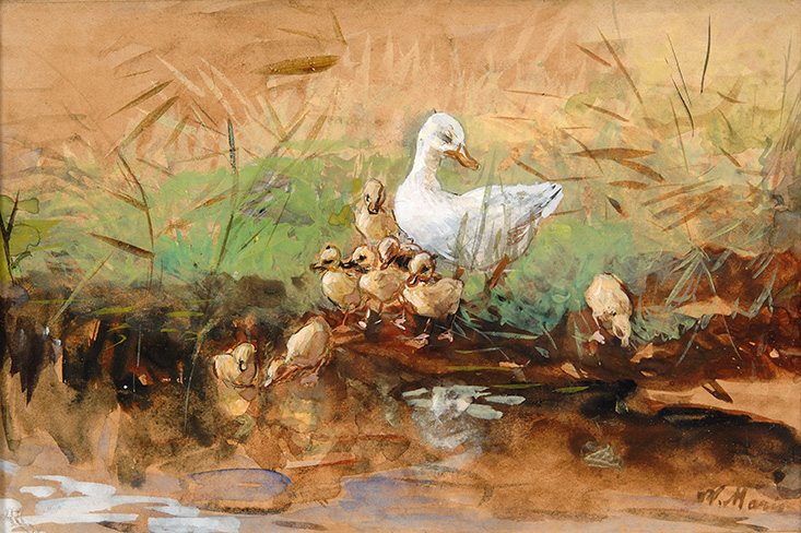 Oil Painting Replica A Family Of Ducks by Willem Maris (1844-1910 ...